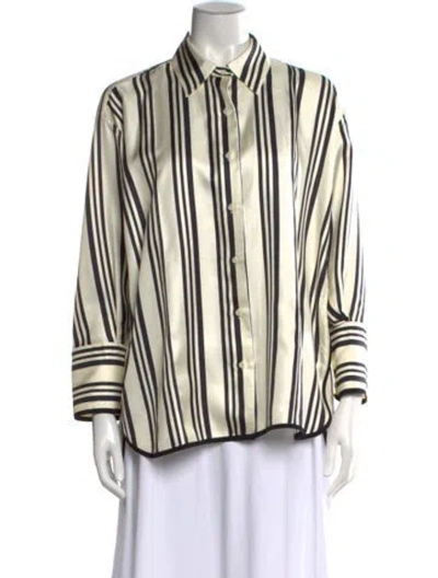 Pre-owned Heirlome Striped Long Sleeve Button-up Top In Neutral