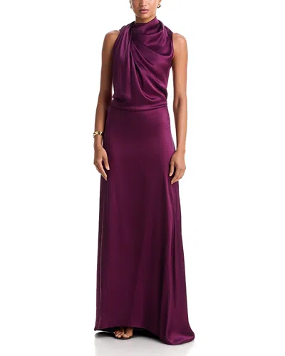 Heirlome Susana Silk Draped Gown In Aubergine