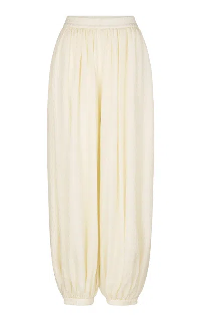 Heirlome Teagan Pleated Silk Wide-leg Pants In Neutral