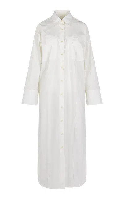Heirlome Viviana Open-sleeve Cotton-poplin Maxi Shirt Dress In White