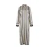Heirlome Viviana Stripe Maxi Silk Shirtdress In Cream,black