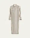 Heirlome Viviana Stripe Maxi Silk Shirtdress In Cream/black