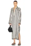 Heirlome Viviana Stripe Maxi Silk Shirtdress In Cream & Black