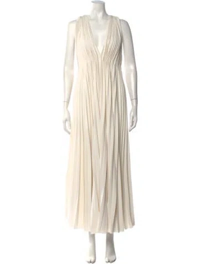 Pre-owned Heirlome V-neck Long Dress In Neutrals