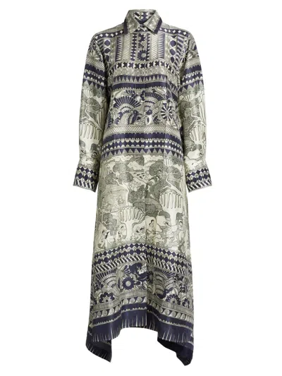 Heirlome Women's Camille Printed Silk Long-sleeve Maxi-dress In Multi