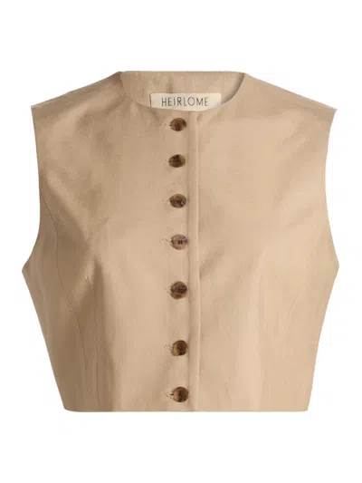 Heirlome Women's Danielle Sleeveless Tussah Silk Crop Top In Brown