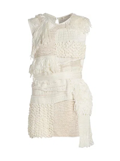 Heirlome Women's Laia Crochet Silk Top In White