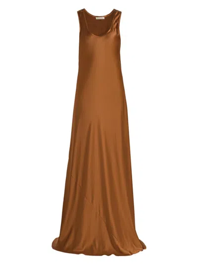 Heirlome Women's Margot Satin Scoopneck Maxi Dress In Brown