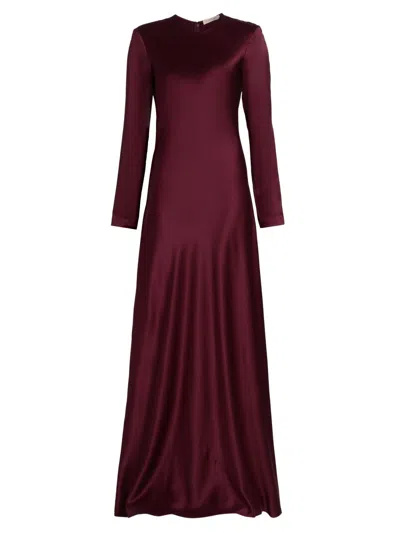 Heirlome Women's Ruth Silk Bias-cut Long-sleeve Gown In Brown