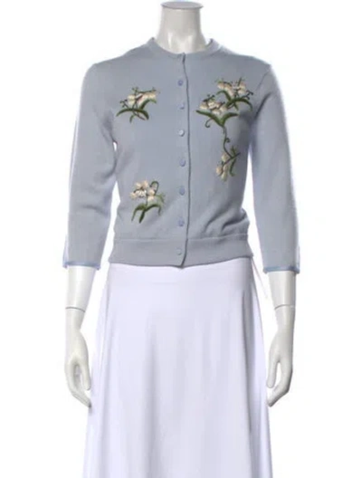 Pre-owned Heirlome Wool Floral Print Sweater In Blue