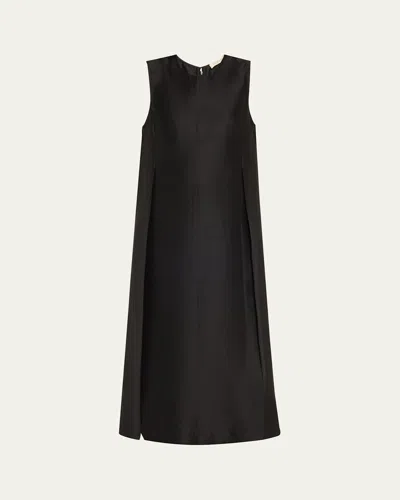 Heirlome Zoey Long Side-split Silk Top In Black