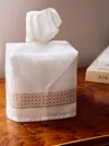 Heirlooms Marrakech Embroidered Linen Rectangular Tissue Box  Abask Luxury Gift In  Beige