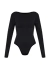 Heist Long-sleeve Open-back Bodysuit In Black