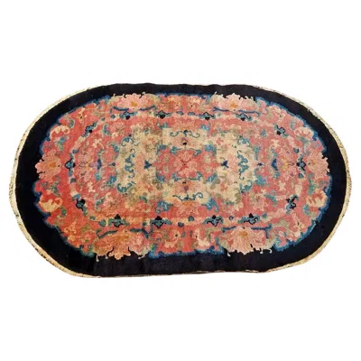 Pre-owned Helen Fette Art Deco Oriental Style Small Floor Rug By  In Brown