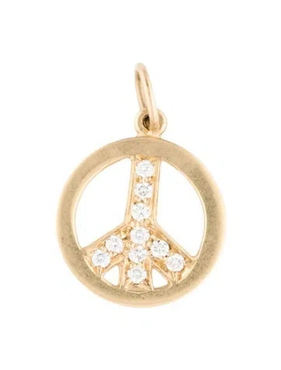 Pre-owned Helen Ficalora 14k Diamond Pavé Peace Pendant In Multi