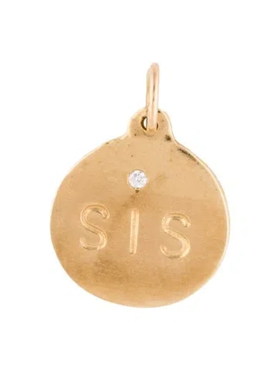 Pre-owned Helen Ficalora 14k Diamond "sis" Disk Charm In Multi