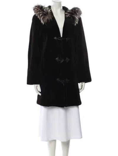 Pre-owned Helen Frushtick Furs Mink Faux Fur Coat In Black