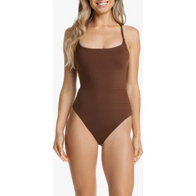 Helen Jon Ballet One-piece In Textured Chocolate Brown