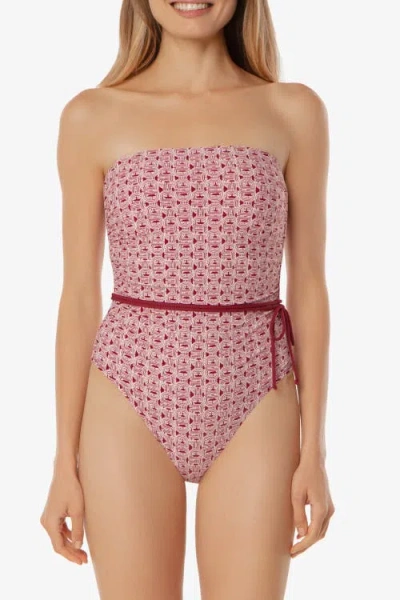 Helen Jon Belted Bandeau One-piece In Pink