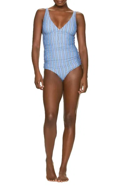 Helen Jon Bold Stripe Convertible Tankini Top In Blue