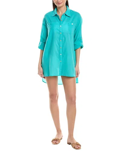Helen Jon Camp Shirt Cover-up In Blue