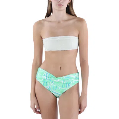 Helen Jon Hana Womens Twist Print Hipster Swim Bottom Separates In Green