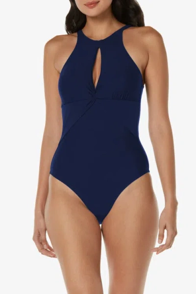 Helen Jon High Neck One-piece In Navy