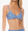 Helen Jon Hook Back Bralette Bikini Top In Lagos Print In Blue