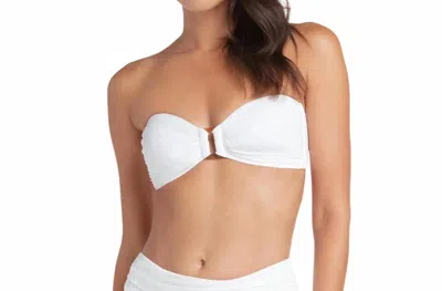 Helen Jon Hook Back Tortoise Bandeau Bikini Top In White