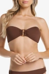Helen Jon Hook Back Tortoise Bandeau In Textured Chocolate Brown