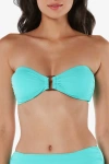 Helen Jon Hook Back Tortoise Bandeau In Textured Seafoam Aqua