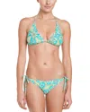 Helen Jon Jamie Sea Print String Bikini Bottom In Green