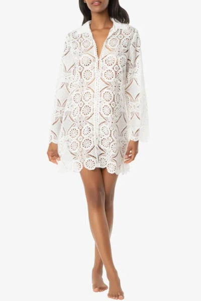 Helen Jon Lace Button Front Dress In White