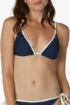 Helen Jon Over The Shoulder String Top In Navy Ivory