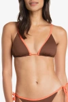 Helen Jon Over The Shoulder String Top In Textured Chocolate Brown Coral