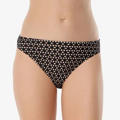 Helen Jon Paradise Bikini Bottom In Black Laser Cut In Multi