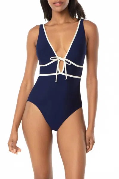 Helen Jon Plunge Front Tie One-piece In Jolie In Multi