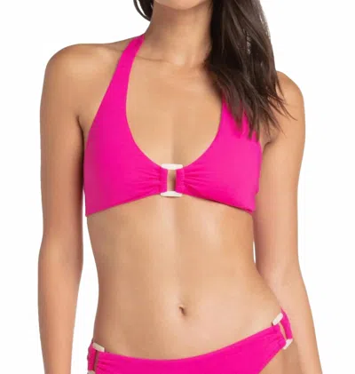 Helen Jon Shell Halter Swim Top In Textured Lotus Pink In Multi