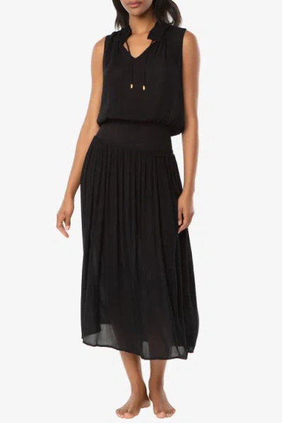 Helen Jon Sleeveless Smocked Dress In Black