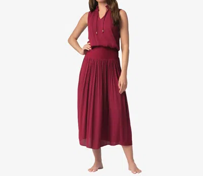 Helen Jon Sleeveless Smocked Dress In Merlot In Red