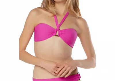 Helen Jon Soft Tie Tortoise Bandeau Bikini Top In Raspberry In Pink