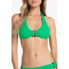 Helen Jon Tortoise Halter In Chevron Textured Kelly Green