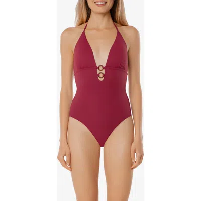 Helen Jon Tortoise Ring Plunge One-piece In Brown