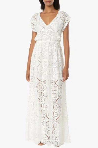 Helen Jon V-neck Lace Maxi Dress In White