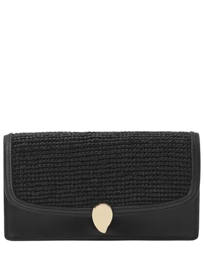 Helen Kaminski Adelie Raffia & Leather Wallet In Black