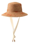 Helen Kaminski Contrasting Wide Braided Bucket Hat In Nougat/sunset