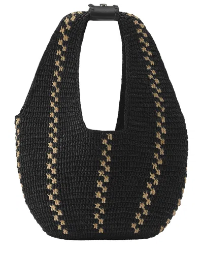 Helen Kaminski Aquarius Raffia & Leather Hobo Bag In Black