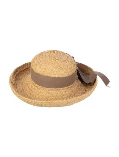 Pre-owned Helen Kaminski Basket Weave Sun Hat In Yellow