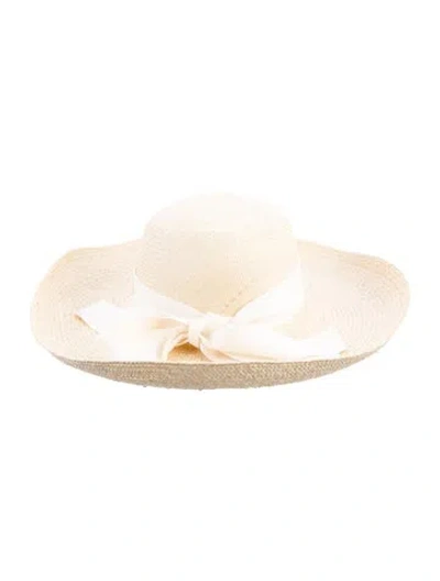 Pre-owned Helen Kaminski Beige Fedora Hat W. Bow Accent W. Tag In Neutral