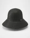 Helen Kaminski Besa 9 Raffia Cloche Hat In Charcoal Black